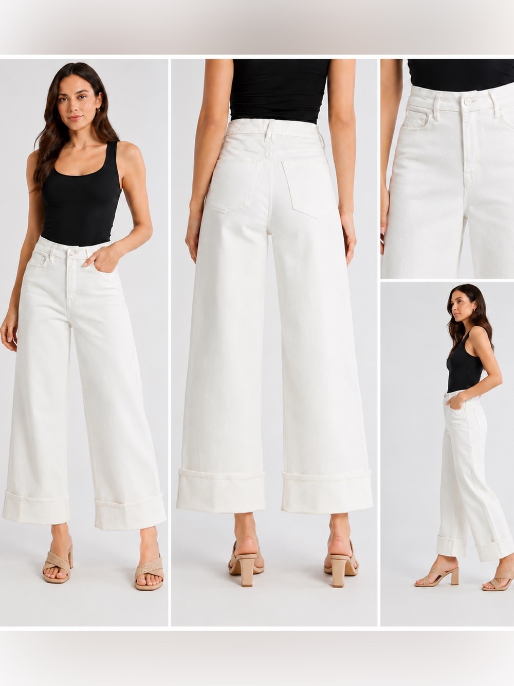 Good American Good Skate Crop Jeans 30 Cloud White Wide Leg NWT $169